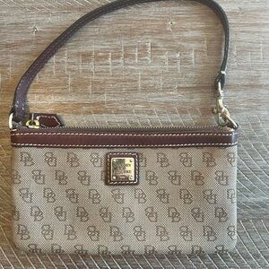 Dooney & Bourke Tan and Brown Monogram Wristlet